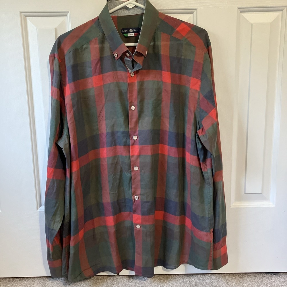 Stone Rose Men's Long Sleeve Striped Button Down Size Small Italian Fabric EUC